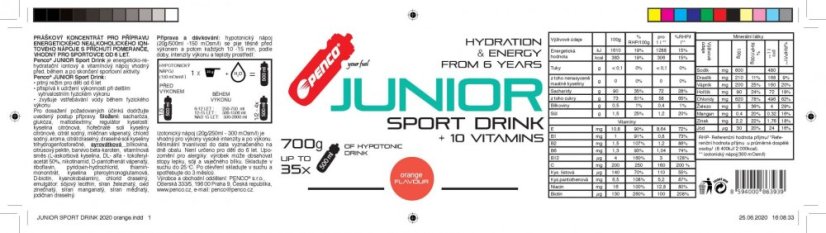 Iontový nápoj JUNIOR SPORT DRINK 700g Pomeranč