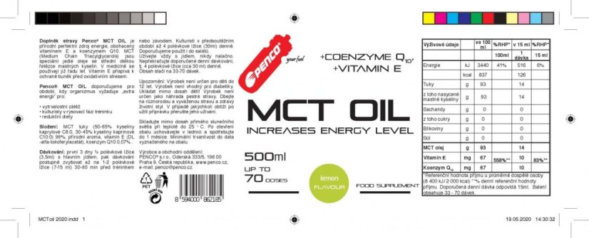 Rychlý zdroj energie MCT OIL 500ml Citron
