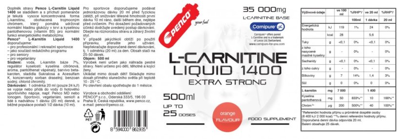 L- KARNITIN LIQUID 500 ml Pomeranč