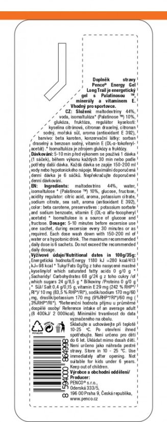 Energetický gel LONG TRAIL 35g Pomeranč - Počet ks: 25
