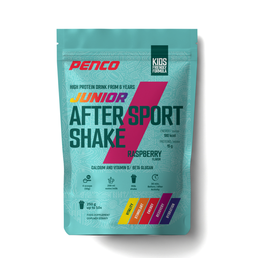 Recovery drink for juniors JUNIOR AFTER SPORT SHAKE Malina - Package size: 250g