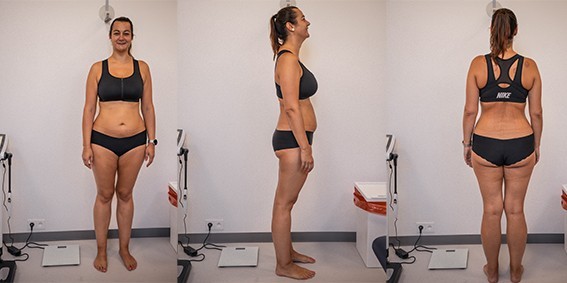 Radana na 3 fotografiích během měření tělesných hodnot